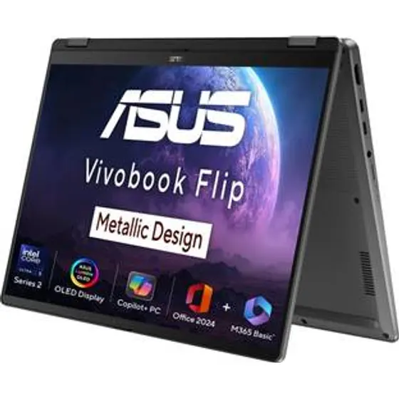 ASUS Vivobook 14 Flip OLED with Touch Screen, Metallic Design, Intel Core Ultra 5 226V