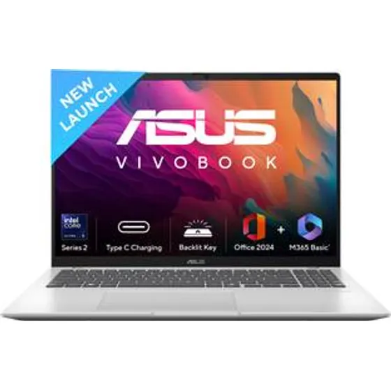 ASUS Vivobook 16 with Office 2024 + M365 Basic, AI PC Intel Core Ultra 5 Series 2 225H