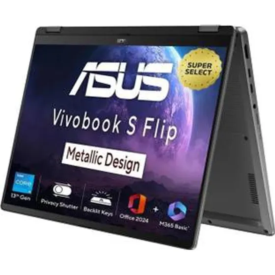 ASUS Vivobook S14 Flip with Office 2024 + M365 Basic*, A-Part Metal Body, Intel Core i5 13th