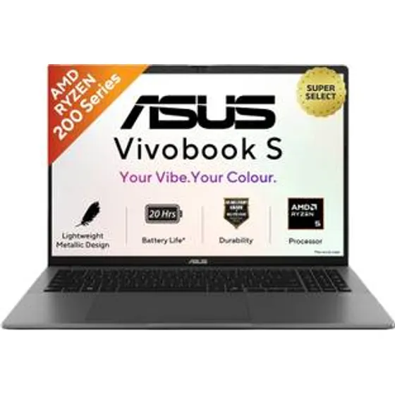 ASUS Vivobook S16 with Metallic Design, Gaming Grade CPU AMD Ryzen 5 220